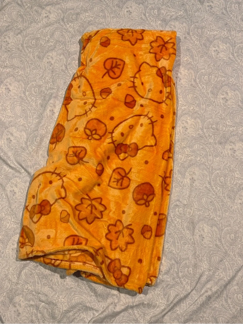 Sanrio Hello Kitty Autumn Fall Orange & Brown Super Plush Thick Large Throw